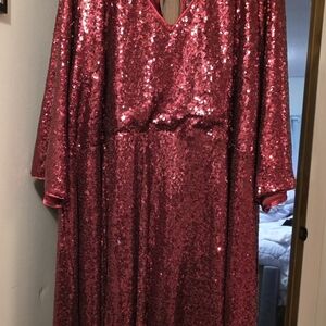 Torrid Deep Red Sequin V-Neck Dress